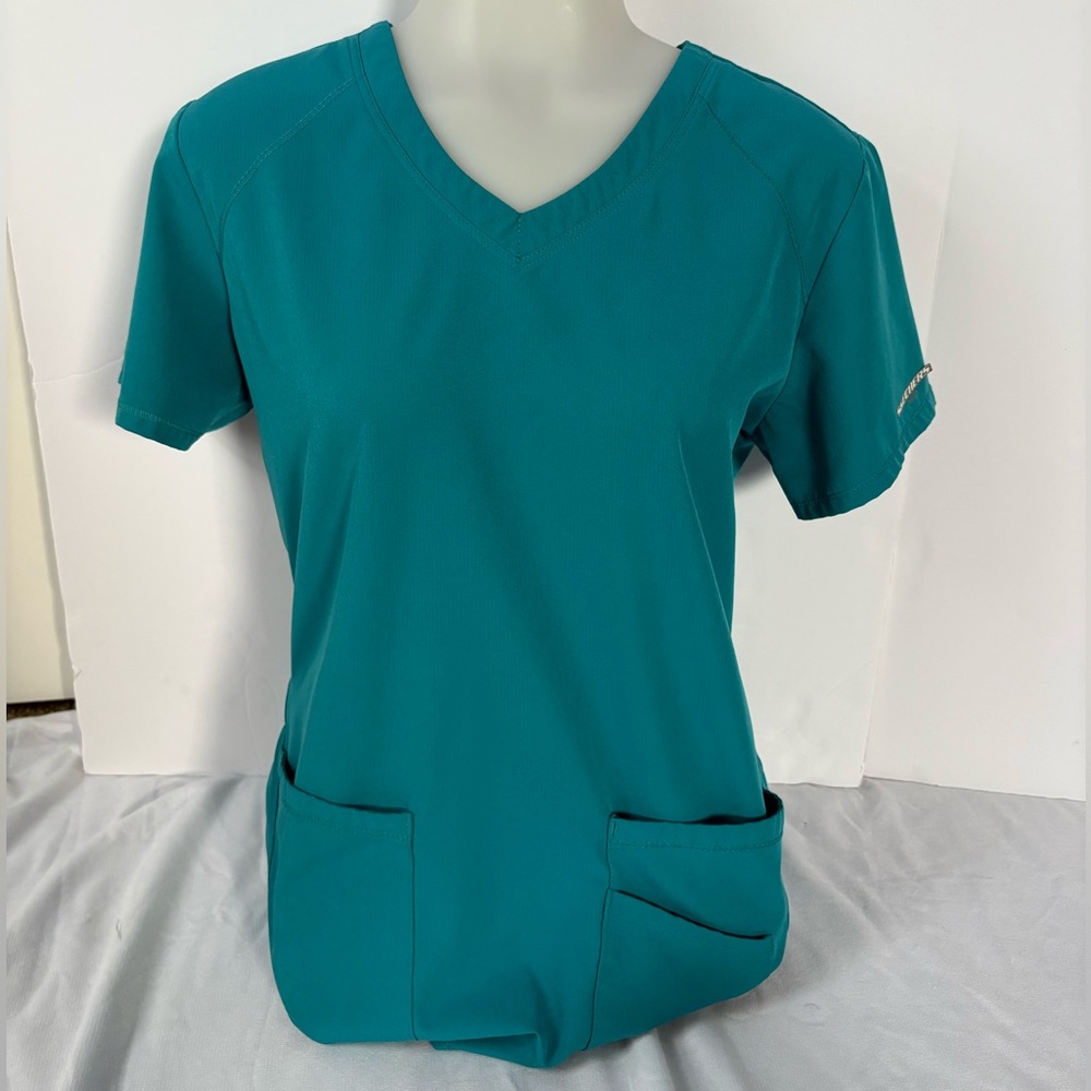 Skechers Teal Short Sleeve V-Neck Scrub Top